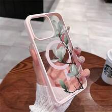 Funda de Teléfono de Flor de Magnolia Artificial, Cubierta Protectora Beige Magnética Anticaída con Carga Inalámbrica, Adecuada para iPhone 16 Pro Max 15 14 Plus 13 12 11, Regalo de Navidad, Regalo de Año Nuevo, Regalo de Pascua, Regalo de Halloween, Gran Elección para Familiares y Amigos - Colores mixtos - Ver 7