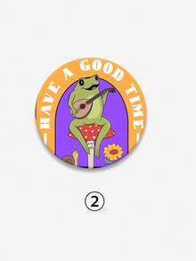 6 Stücke / 1 Stücke 58mm 2,28 Zoll runder Cartoon Muster süße Sonnenblume, Frosch und Pfirsich Design Anstecknadel, Zinn Kastanien Anstecknadel, geeignet als Weihnachtsgeschenk