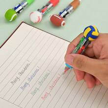 4-In-1 Multi-Color Sports Ball Pen, Suitable For Office, Sports Enthusiasts, Back To School Gifts, Football Parties, Parties, Office Supplies, Sports Themed Accessories, Fun Stationery, Smooth Writing, Plastic Pen, Writing Tool, Replaceable Refill, Sports Fans, Office Employee Christmas Gifts - Multicolor - View 7