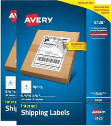 Half-Sheet Printable Shipping Labels, 5.5" X 8.5" Customizable Stickers, White, 50 Blank Mailing Labels, Great For Mailing, Shipping, Organizing, And More (8126) - 100 nhãn - Xem 1