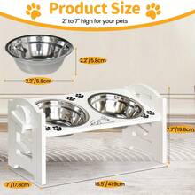 Elevated Dog Bowls, Adjustable Raised Dog Food Bowl Stand For Small Puppy And Cats, Sturdy Pet Food Feeder With  Stainless Steel Dishes, 15° Tiled Dog Bowl Stand