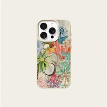 1pc TPU Material Fresh Coconut Tree, Coral, Shell Pattern Phone Case Suitable For IPhone 17 Pro Max,International Version, Not The Domestic Version - White - View 5