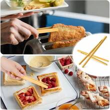 Reusable Bamboo Toast Tongs 2 Pcs, 7 Inch Wooden Toaster Tongs For Cooking & Holding, Nature Wooden Kitchen Utensil For Cheese Bacon Muffin Fruits Bread - Default - View 2