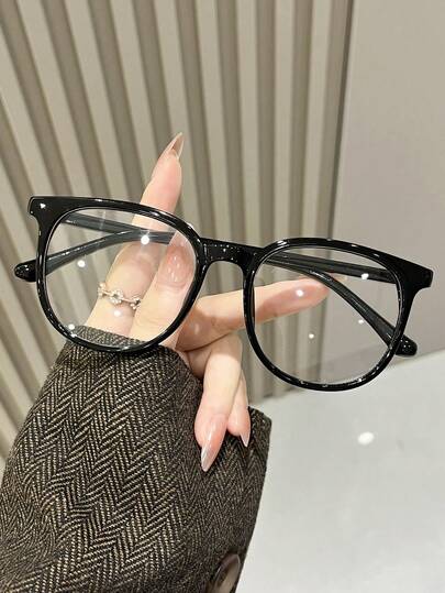 1副女士经典方形时尚透明镜片眼镜，简约镜框，适合商务、办公、阅读和搭配服装。