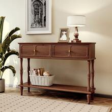 42" Mid Century Console Table, Aged Finish Entryway Table With Storage Shelf For Hallway - màu nâu - Xem 7