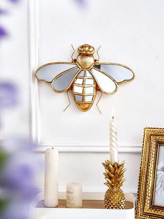 1 pezzo Decorazione da casa in resina a forma di calabrone dorato, design con superficie a specchio, ottimo per gli amanti degli insetti, feste in casa, decorazione per museo degli insetti