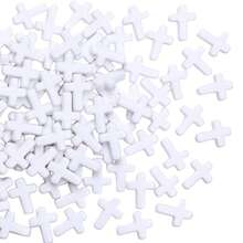 50Pcs Fashion Spring Cream Color Cross Shape Beads DIY Jewelry Accessories For Necklace Bracelet Making - 白色 - 查看 3