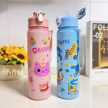 Botella de agua de 700ml con degradado, a prueba de fugas, de gran capacidad, botella de agua deportiva resistente al calor, adecuada para deportes al aire libre en verano - Multicolor - Ver 3