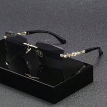 1 pièce Lunettes de mode sans monture rétro, lunettes décoratives classiques polyvalentes de mode - Multicolore - Voir 6