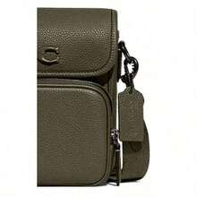 Coach Borsa sportiva casual, tracolla rimovibile, in materiale di pelle, borsa a spalla singola, borsa a tracolla, stile mini, verde oliva, adatta per campeggio, escursionismo, shopping