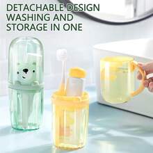 Portable Toothbrush Holder Plastic Toothbrush Travel Case With Detachable Handle Multifuction Toothbrushes Toothpaste Storage Box Set For Camping Travel Or Daily Use - 綠色 - 查看 5