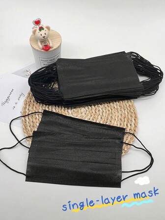 20 Piezas Máscara Facial Negra Desechable De Una Sola Capa De Pp No Tejido, Adecuada Para Uso Diario