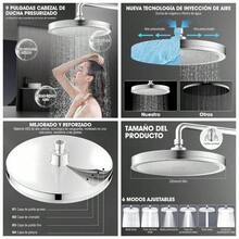 Regadera para Bao con Filtro, 10 Combo de Cabezal de Ducha de Lluvia de Alta Presin con Ducha de Mano, 2 Cartuchos Filtro Reemplazables, Manguera de 1, 5 Metros y Todos Los Accesorios, Plata - 9 Pulgadas-Plata brillante - Ver 1