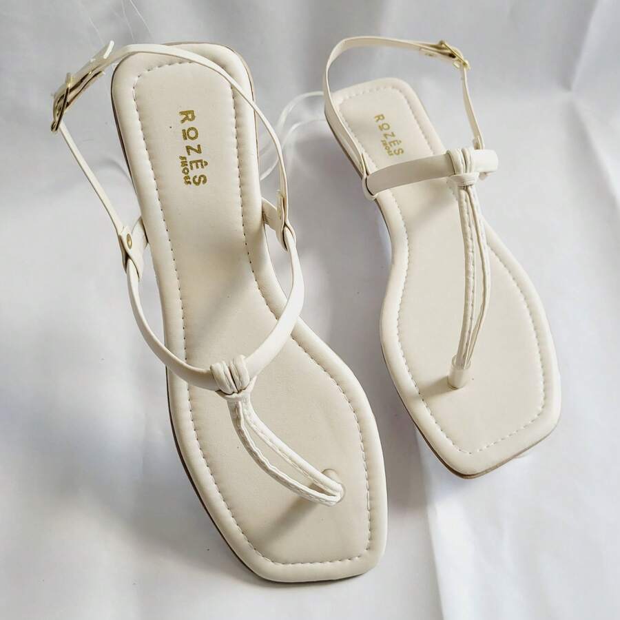 Rasteirinha Sandália Rasteira Fivela Dedo - Branco - Visão 1