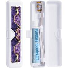 Toothbrush Travel Case - Pattern, Holder And Covers For Toothbrushes, Includes Tongue Scraper Case - 紫色大理石 - 查看 6