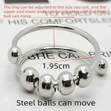 1 件不锈钢可旋转双层球环，女士缓解焦虑坐立不安环，自由旋转抗压力焦虑环，生日派对珠宝礼物 - 銀色 - 查看 12