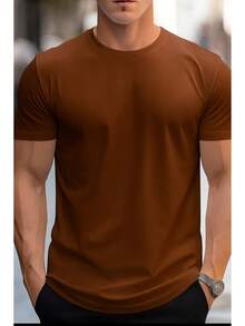 Men's Basic Slim Fit Round Neck T-Shirt - Rỉ Nâu - Xem 2