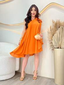 Flower Party Dress - Orange - View 2