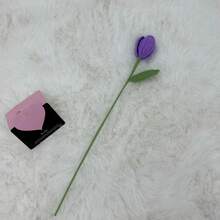 onEternal 1 件/3 件/5 件/7 件/10 件手工钩针多色郁金香花枝永生花家居装饰礼物花束适合节日、母亲节、父亲节、毕业典礼 - 紫色 - 查看 8