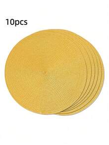 6pcs 15 Inch Round Woven PP Placemats, Multi-Color Optional, Washable, Non-Slip And Heat-Insulating Table Mats, Suitable For Home Table Decoration And Holiday Parties