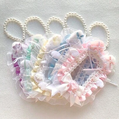 1 件全新蕾丝照片展示卡夹，手工 DIY 成品，2D 卡通动漫 ACG 角色同人配件，Kpop 猫耳蝴蝶结装饰洛丽塔卡夹