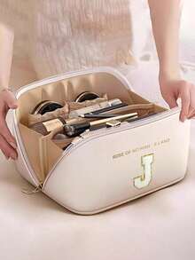 Borsa da viaggio per trucco in pelle PU, borsa cosmetica impermeabile con scritta, borsa per trucco a più scomparti di grande capacità, pochette con cerniera, borsa da viaggio portatile e multifunzionale, impermeabile, per organizzare trucco e gioielli, elementi essenziali da viaggio, necessità per crociere, per conservare balsamo per le labbra e smalto, regalo di San Valentino, regalo per damigelle, regalo di compleanno, regalo per amici e insegnanti, regalo per le vacanze, regalo per la festa della mamma, regalo per le donne - Multicolore - Visualizzare 27