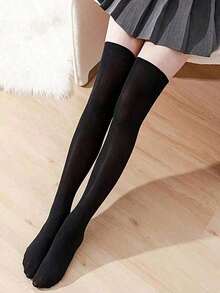 1/2 Pairs Of Women's Spring And Autumn Velvet Stockings Above The Knees, Soft And Comfortable, Hand-Washable, Suitable For Daily Wear - 彩色 - 查看 3