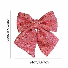 Adorno navideño colgante con lazos, lentejuelas brillantes y lentejuelas para el árbol. Un lindo adorno decorativo con purpurina. - Champán - Ver 7
