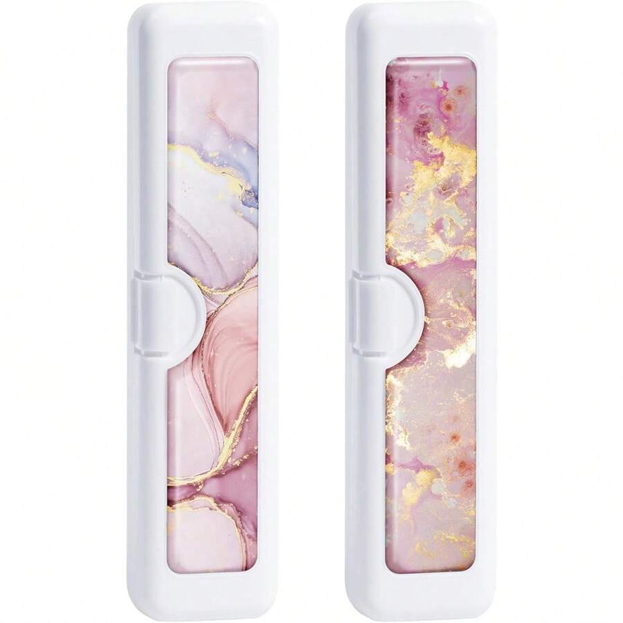 Toothbrush Travel Case - Pattern, Holder And Covers For Toothbrushes, Includes Tongue Scraper Case - 2件-1 - 查看 1