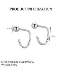 1 件 S925 纯银鼻钉，几何弧形钩圆珠形鼻钉，小球鼻钉环穿孔钩鼻钉饰品，适合男女 - 單隻鼻釘 - 查看 3
