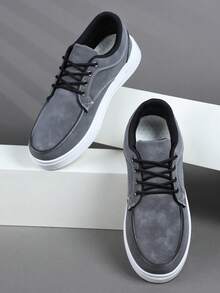 2025 New Men's Sports Shoes Men's Fashion Handsome Casual Shoes Lace Up Men's Shoes Skateboarding Shoes Men's Sneakers Personalized Street Men's Shoes - Dark Grey - View 2