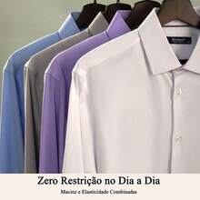 Camisa Social Masculina de Fibra de Bambu | 3 Proteções: Impermeável, Antigordura e Antimancha | Corte Slim Elegante e Tecido de Alta Qualidade | Macia e Respirável | Produto Importado - Branco - Visão 5