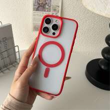 Magnetic Shockproof Transparent Bright Red Bumper Soft Magnetic Charging Protective Case Compatible With MagSafe Shock-Resistant Ultra-Thin Compatible With Iphone Birthday Gift - Red - View 2