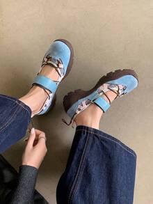 [4cm Platform] Designed Functional Ballet Sports Shoes For Women, 2025 New Arrival Thick Sole Mary Jane Shoes - Blue - View 3