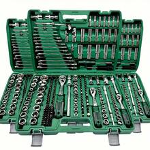 A 46-Piece Ratchet Wrench Socket Set, 1/4 Inch Drive, Chrome Vanadium Steel Hand Tool Kit For Automotive Repair And Home Use, Metric System, Pre-Assembled, Manually Operated, Includes A Carrying Case. - 彩色 - 查看 1