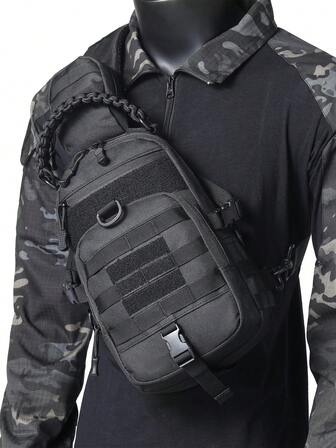 Bröstväska för utomhusbruk, lätt, kan bäras crossbody eller över axeln, herrbröstväska för vandring, camping, klättring