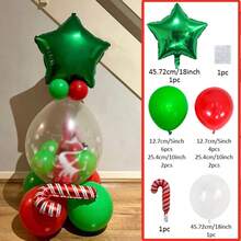 18pcs/Set Christmas Party Decorative Balloons, 18" Red Star/Pentagram Foil Balloons, 18" Clear Latex Balloons (For Welcoming New Year, Greeting Elves), 10" Red And Green Latex Balloons, Suitable For New Year's Eve Decoration In 2026. - Multicolor - View 15