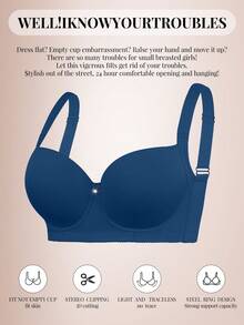 mimilemon Plus Size Seamless Smooth Minimalist Padded Bra For Women, Blue - Blue - View 10