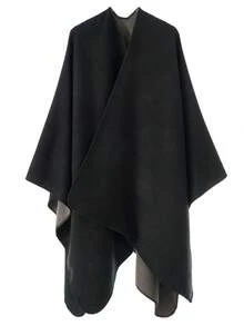 1pc Women Simple Ombre Solid Reversible "Poncho" Scarf, Casual & Warm For Outdoor, Autumn/Winter - Multicolor - View 2