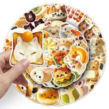 50 件可爱食物贴纸动物形状食物贴纸卡哇伊贴纸卡通可爱贴纸趣味贴纸防水乙烯基贴纸适用于水瓶笔记本电脑手机滑板自行车行李吉他 - 彩色 - 查看 3