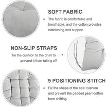 4 Pack Seat Pad Dining Room Garden Kitchen Chair Seat Cushions Tie On Plain UK - Grey - View 6