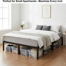 Strong Steel Bed Frame,Heavy Duty Metal Bed Frame With Storage Space, Noise-Free Platform Base,King & Queen Size – 14in 16in 18in Platform Cama With Silent Slats,Room Decor,Furniture,Christmas,Furniture Living Room,Living Room Decor,Room Decoration Stuff - 16inch - 查看 8