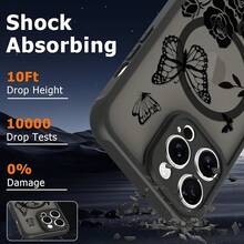 Magnetic For IPhone 15 Case [Compatible With MagSafe] Cute Cool Butterfly Print Pattern Design, Slim Bumper Transluct Matte Protective Case Cover For Wom Girls, Dark Purple2025.1apple006 - Black Butterfly - View 5