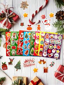 16 pièces Autocollants de Noël pour enfants - Thème joyeux, décorations de fête d'hiver, remplisseurs de sacs cadeaux de Noël et faveurs de fête