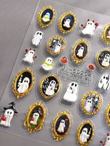 2pcs Frame Ghost 5D Nail Art Stickers Funny Ghost Gold Frame Embossed Nail Pattern Halloween Nails Cute Nail Art Decoration Self-Adhesive Nail Stickers DIY - Nhiều màu - Xem 5