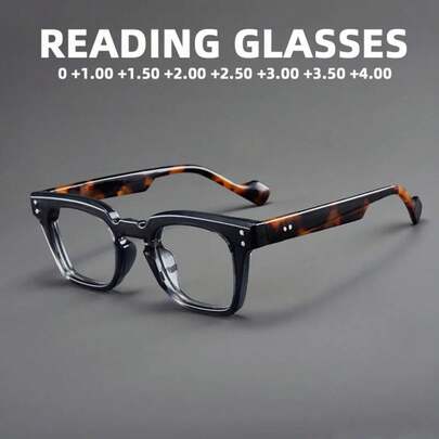 2025 Nuevas Gafas de Lectura Cuadradas para Hombres Marco Negro Presbicia Gafas para Mujeres Visión de Lejos Óptica Dioptrías 0~+4.0