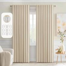 Back Tab Blocking 96 Inch Long 2 Panels Set Living Room Bedroom, Greyish White Rod Pocket/Pinch Pleated Thermal Insulated Room Darkening Floor To Ceiling Blackout Drapes, Home Decor - Be - Xem 1