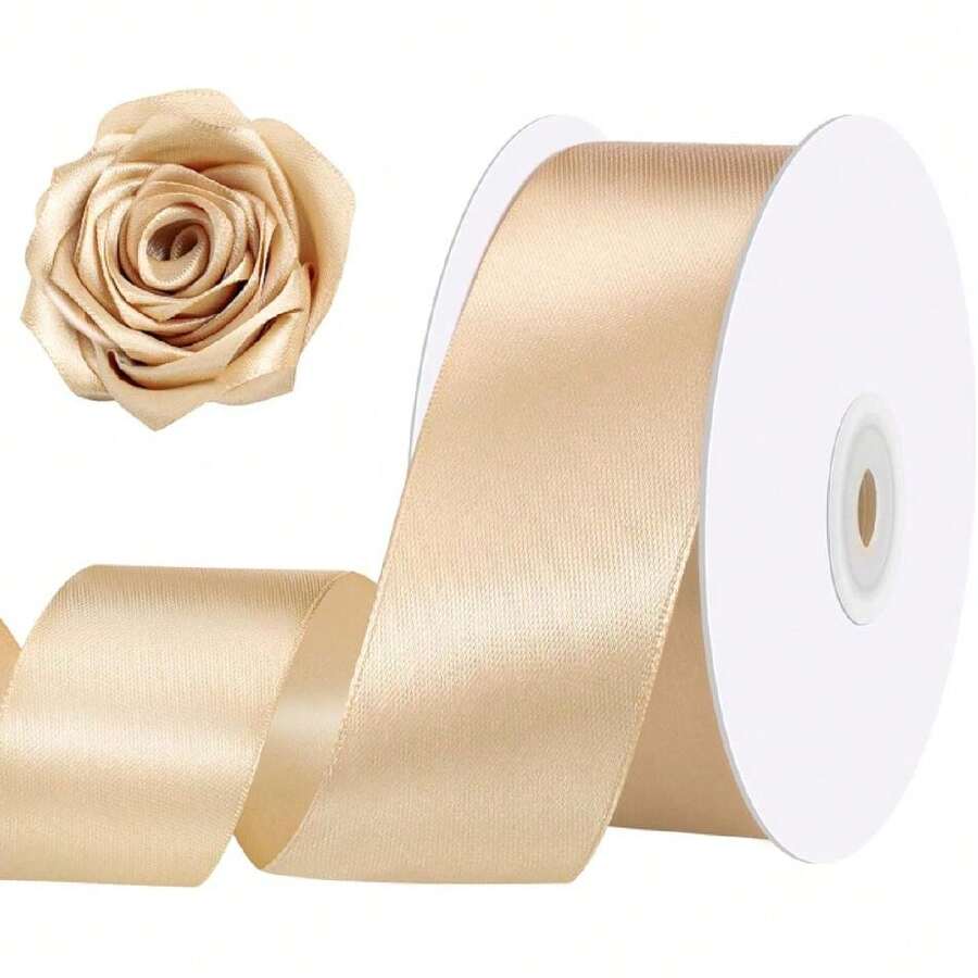 Champagne Gold Ribbon 1 1/2 Inch 60 Yards Double Faced Gold Satin Ribbon For Gift Wrapping Crafts Flower Bouquet Hair Bows Leis Weeding Party Graduate Gift 2025 Home Drations,23939282 - 香檳色 - 查看 1