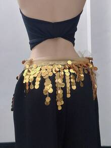 女士肚皮舞多色亮片硬币流苏臀巾适合舞蹈表演派对配饰 - 彩色 - 查看 11