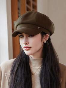 1顶女士秋冬贝雷帽，复古英伦风八角帽，时尚百搭的鸭嘴贝雷帽，日式艺术家风格帽子。适合日常搭配和秋季配饰，是外出、散步、购物和日常佩戴的理想之选。 - 彩色 - 查看 19